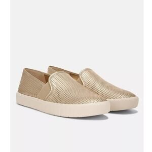 Vince Blair Perforated Leather Slip-On Sneakers Size 6 Gold